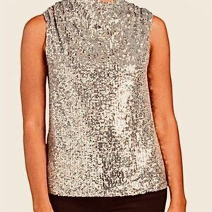 Cable and Gauge Champagne Sequin Halter Size S